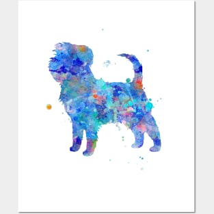 Affenpinscher Watercolor Dog Painting - Blue Posters and Art